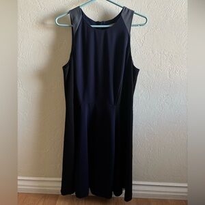Banana Republic Navy and Gray Midi Dress